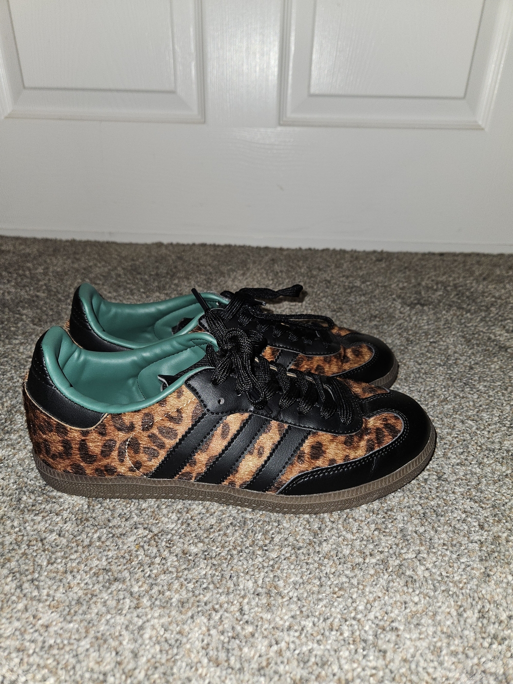 Adidas Samba Leopard Print Leather Sneakers - Brown/Black